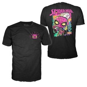 Marvel Black Tee with Blacklight Spider-Man Graphic - New- Size XL